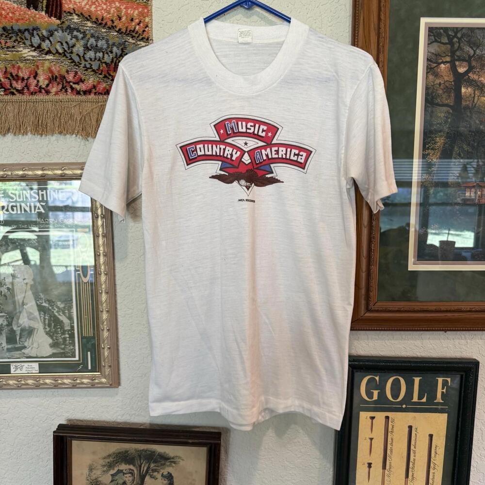 Vintage 70s RARE CMA Country Music Awards RARE White Retro Men’s Shirt Medium